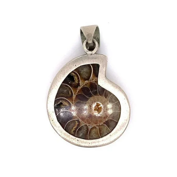 Estate Sterling‎ Silver & Ammonite Large Pendant! 109 - Picture 6 of 6